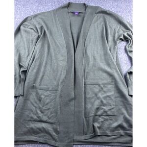Gloria Vanderbilt Sweater Womens Medium Green Open Cardigan Pockets Lightweight